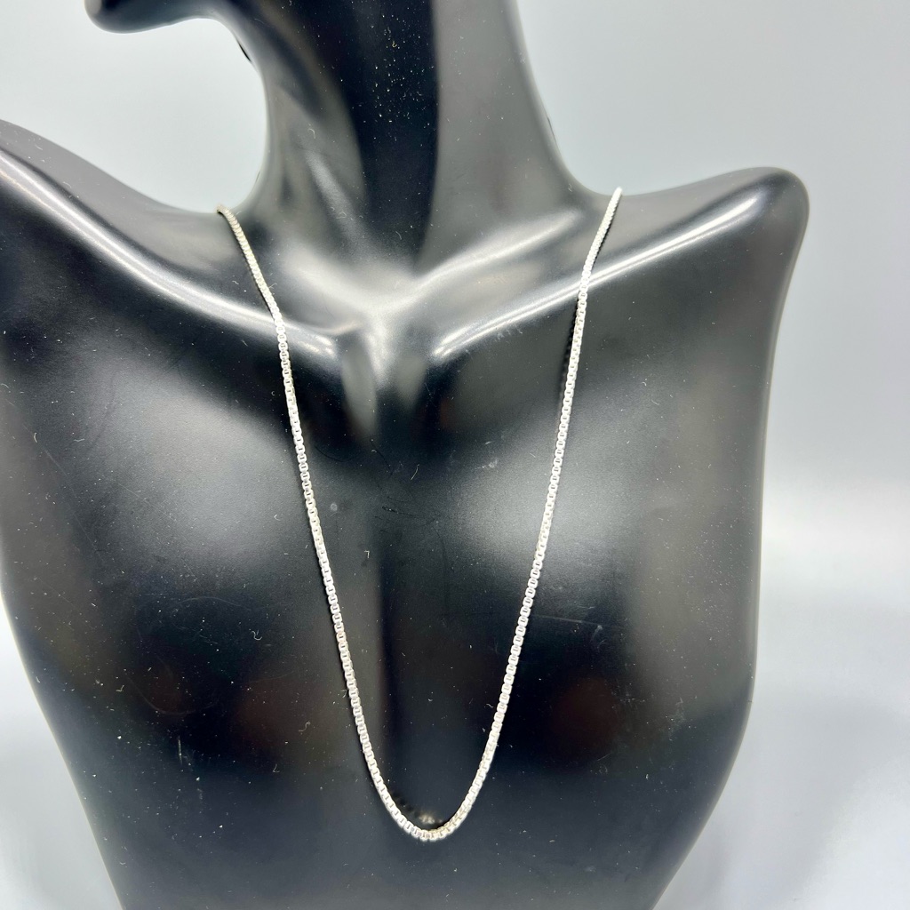 Sterling Silver Italian Long Box ChainNecklace 89$